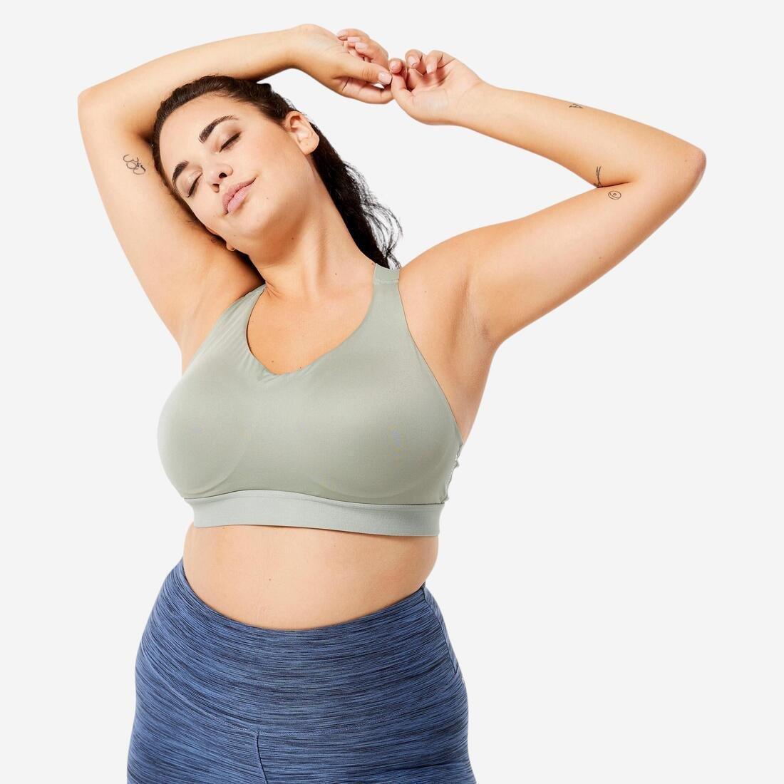 SAGE GREEN Women's High Support Adjustable Sports Bra with Cups, 5401_000, medium
