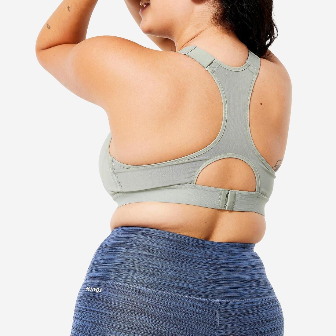 SAGE GREEN Women's High Support Adjustable Sports Bra with Cups, , large image number 4