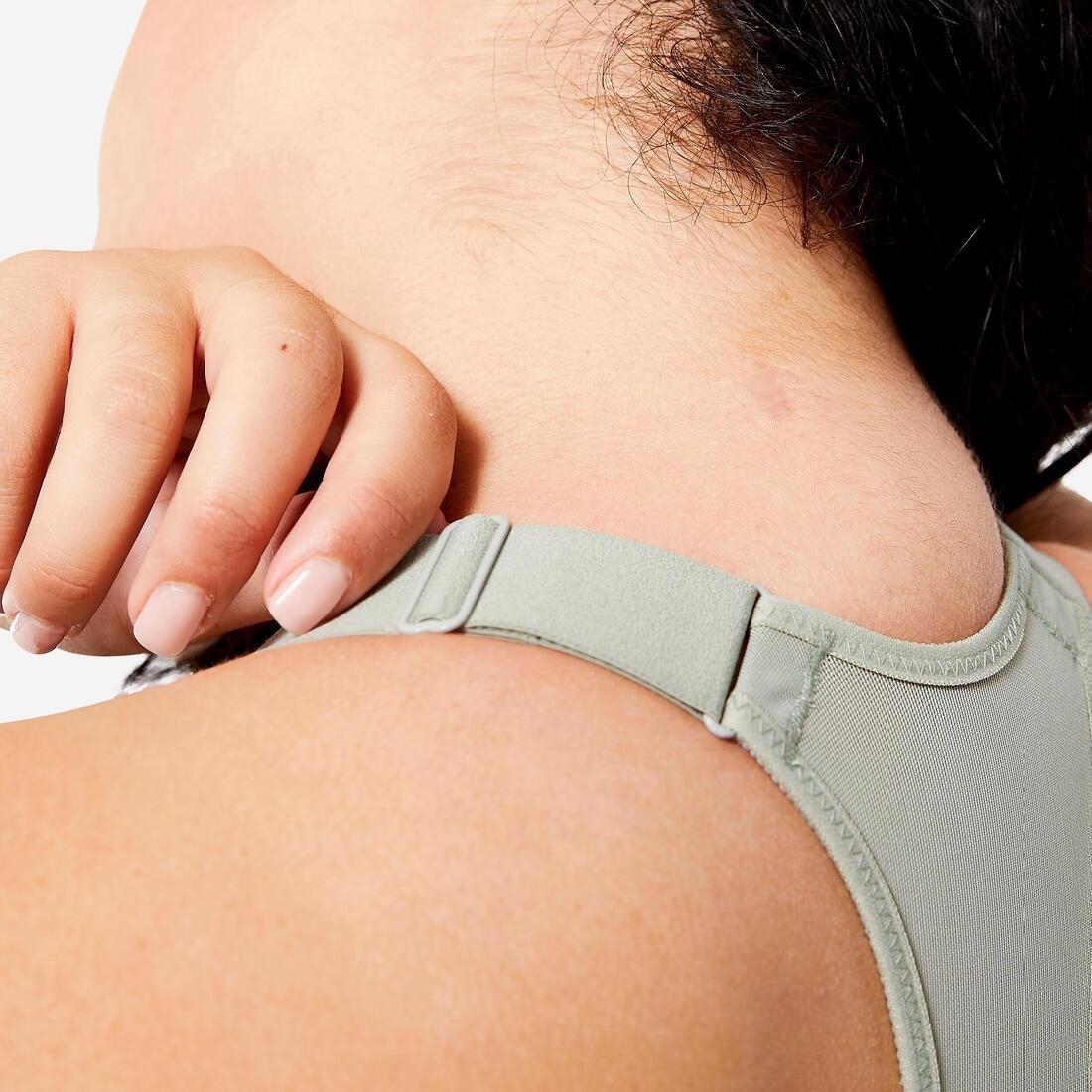 SAGE GREEN Women's High Support Adjustable Sports Bra with Cups, 5401_000, medium