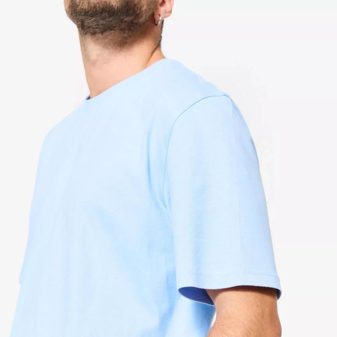 Men Short-Sleeved Crew-Neck Fitness T-Shirt, Yellow, No Color, large image number 6