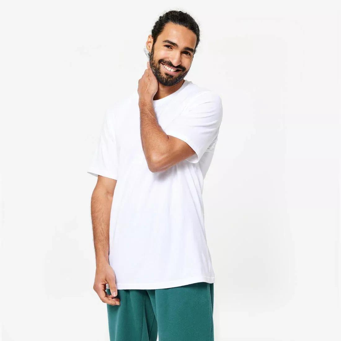 Men Short-Sleeved Crew-Neck Fitness T-Shirt, Yellow, No Color, large image number 8