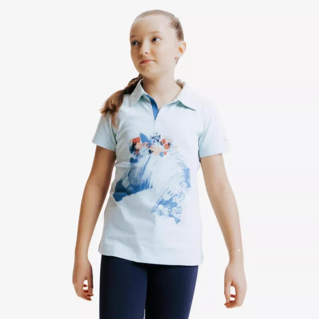 Horse Riding Short-Sleeved Polo Shirt - 100, Green, , medium