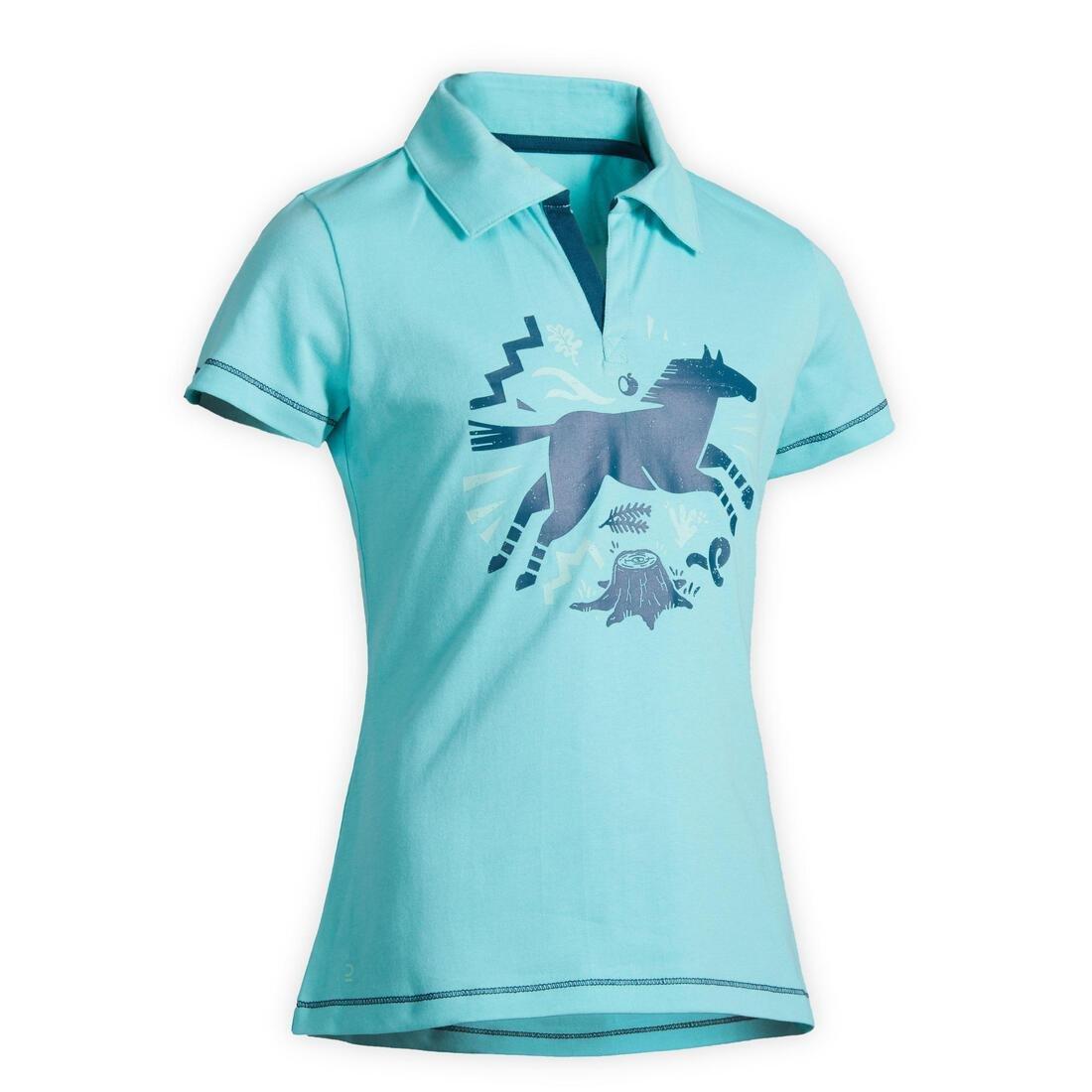 Horse Riding Short-Sleeved Polo Shirt - 100, Green, , large image number 14