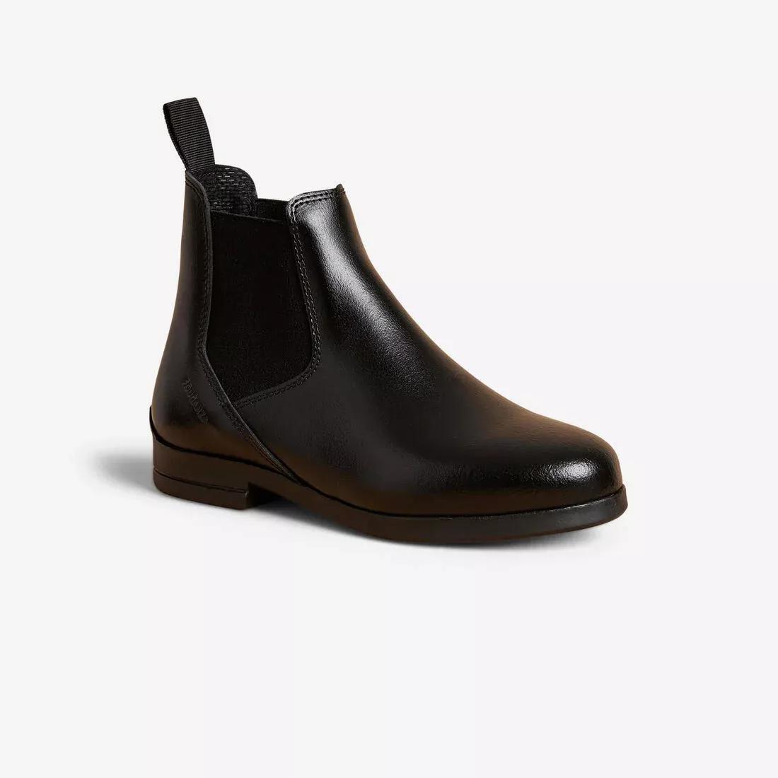 BLACK Kids' Horse Riding Jodhpur Boots 500, , medium