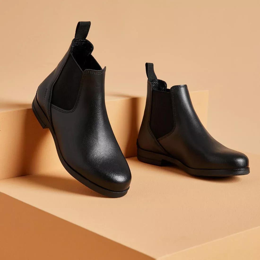 BLACK Kids' Horse Riding Jodhpur Boots 500, , large image number 4