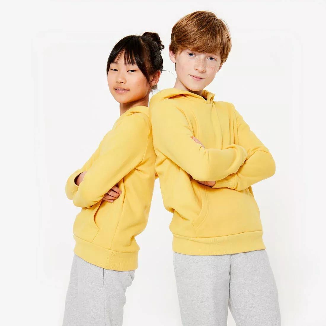 MUSTARD YELLOW Kids' Cotton Hoodie - Cedar, No Color, large image number 0