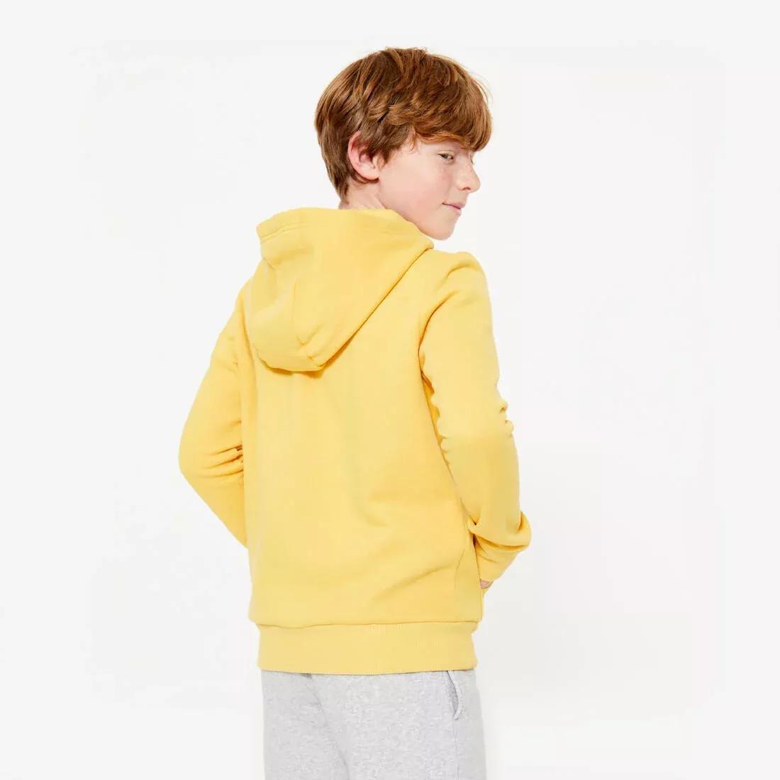 MUSTARD YELLOW Kids' Cotton Hoodie - Cedar, No Color, large image number 3