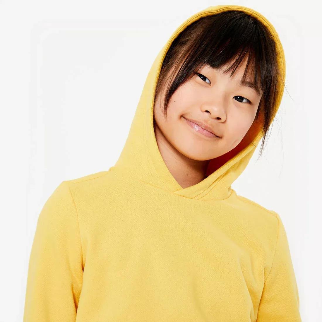 MUSTARD YELLOW Kids' Cotton Hoodie - Cedar, No Color, large image number 4