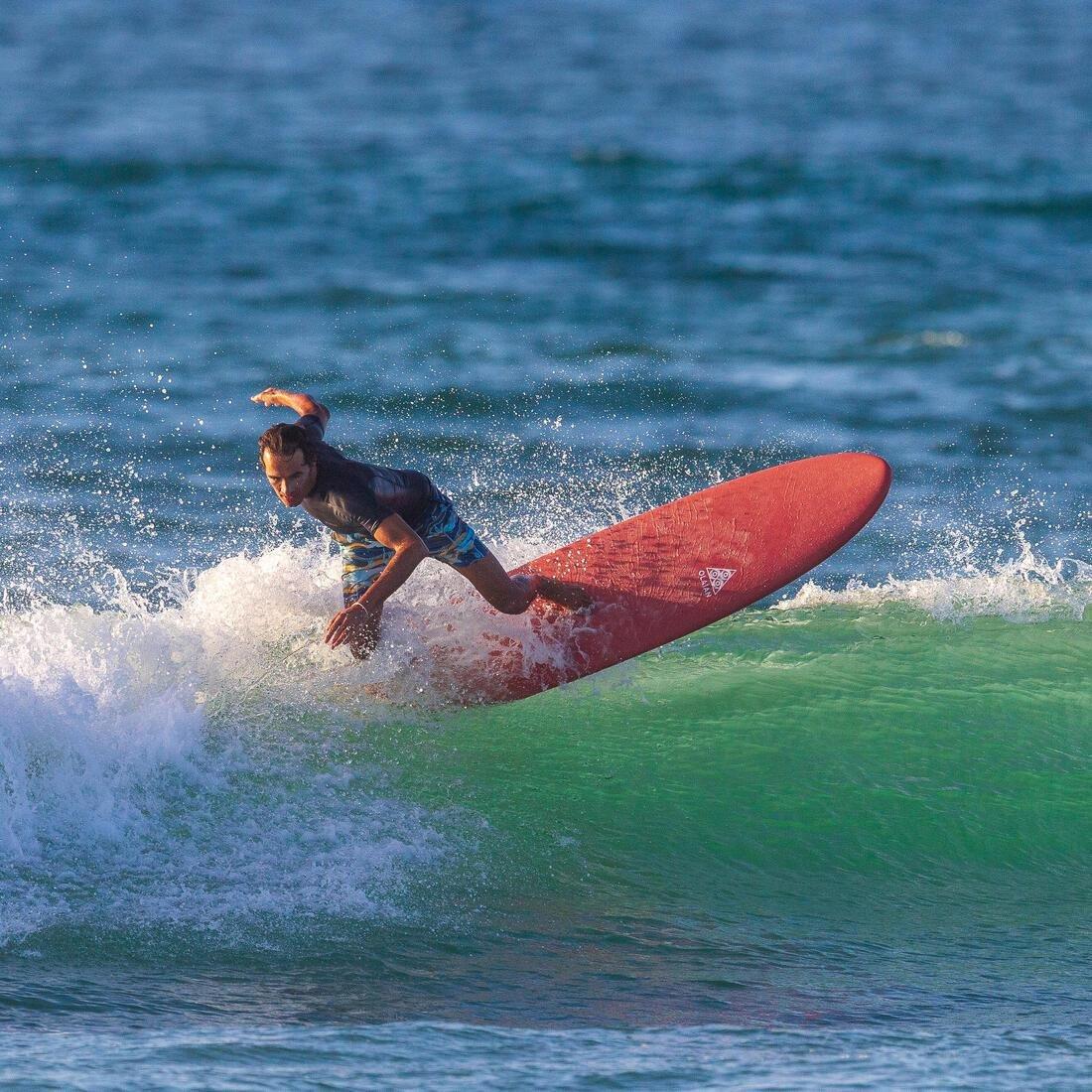 Foam Surfboard 500 7 Supplied With 1 Leash And 3 Fins, Burgundy, No Color, large image number 2