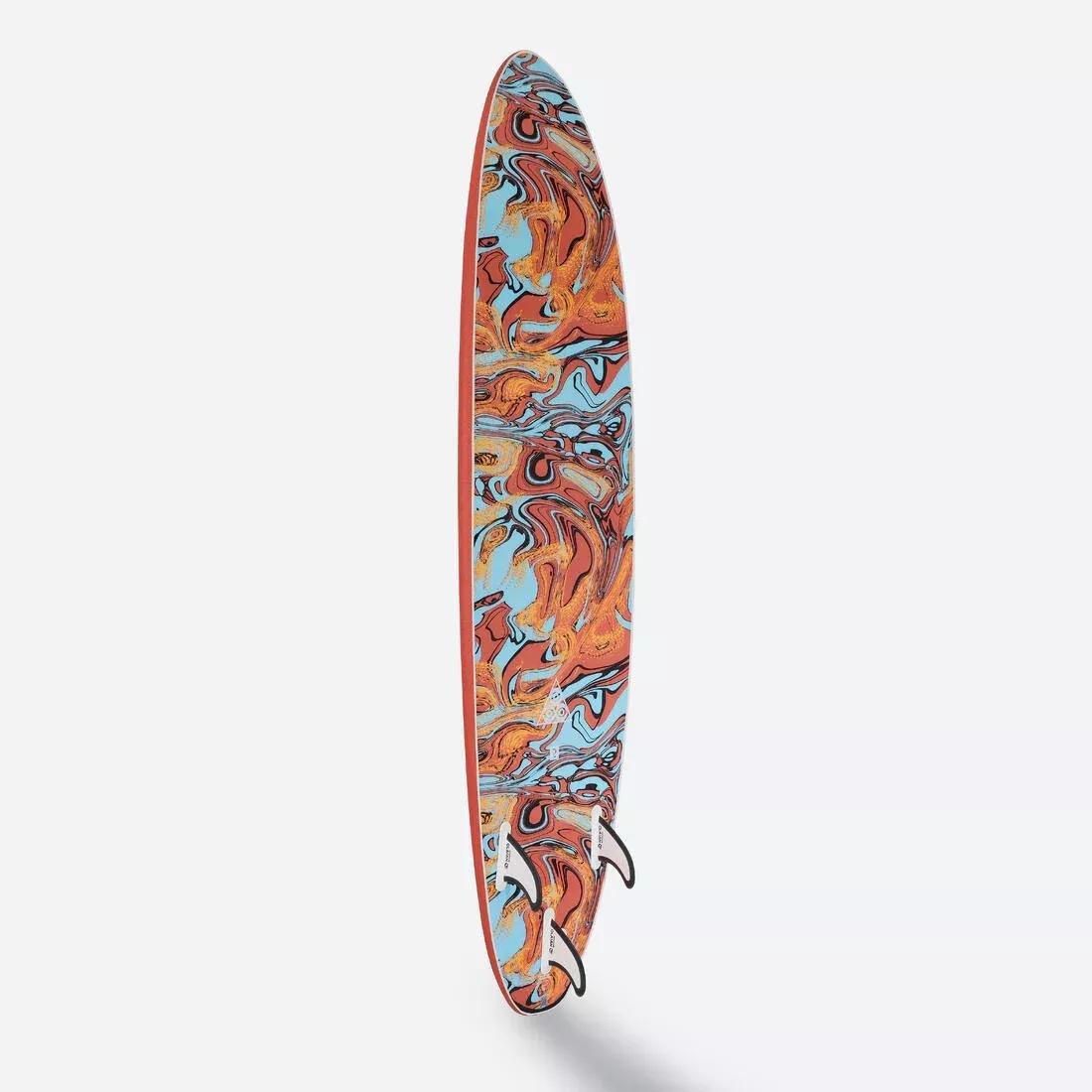 Foam Surfboard 500 7 Supplied With 1 Leash And 3 Fins, Burgundy, No Color, large image number 4
