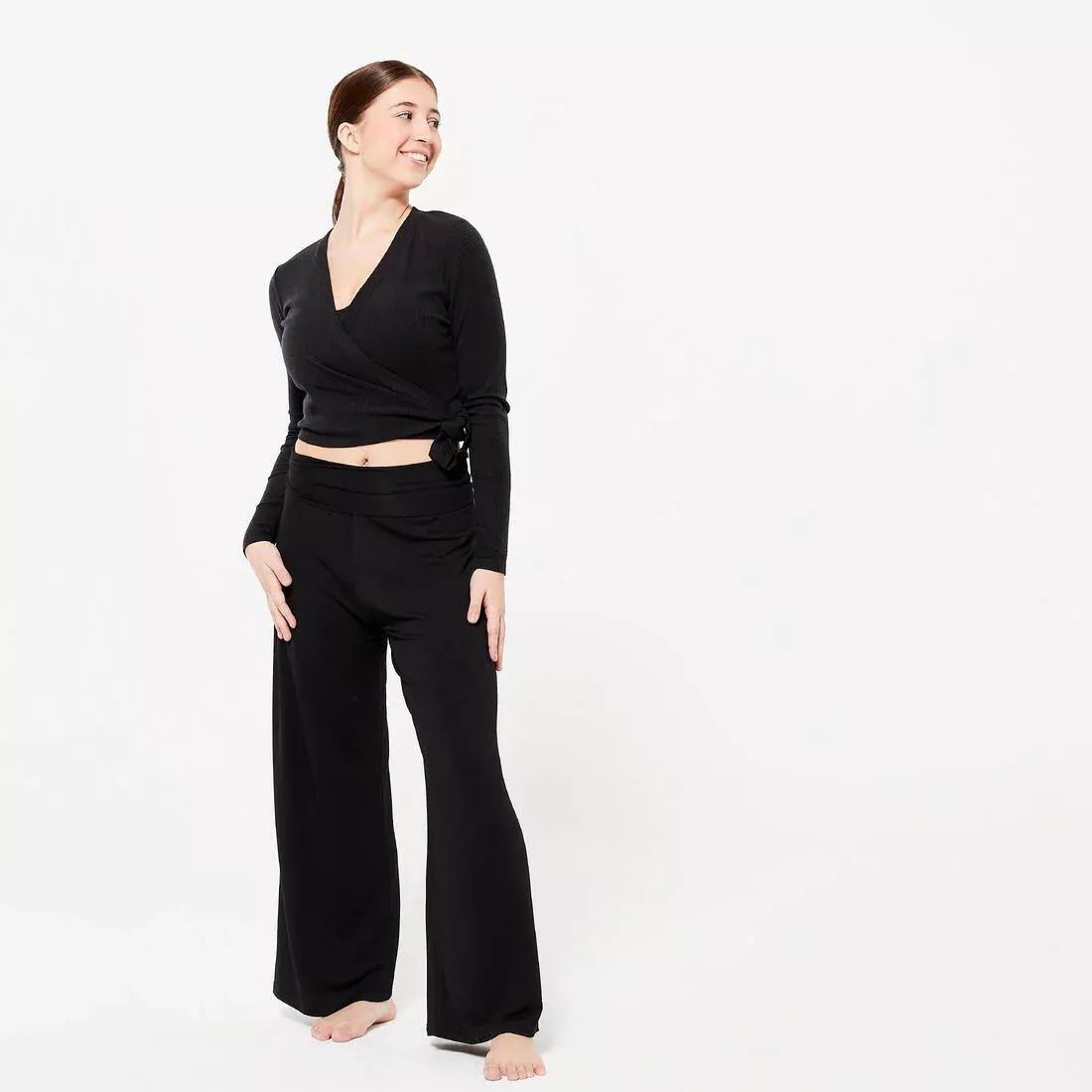 Kids Girls Ballet Wrap-Over Top, Black, No Color, large image number 3