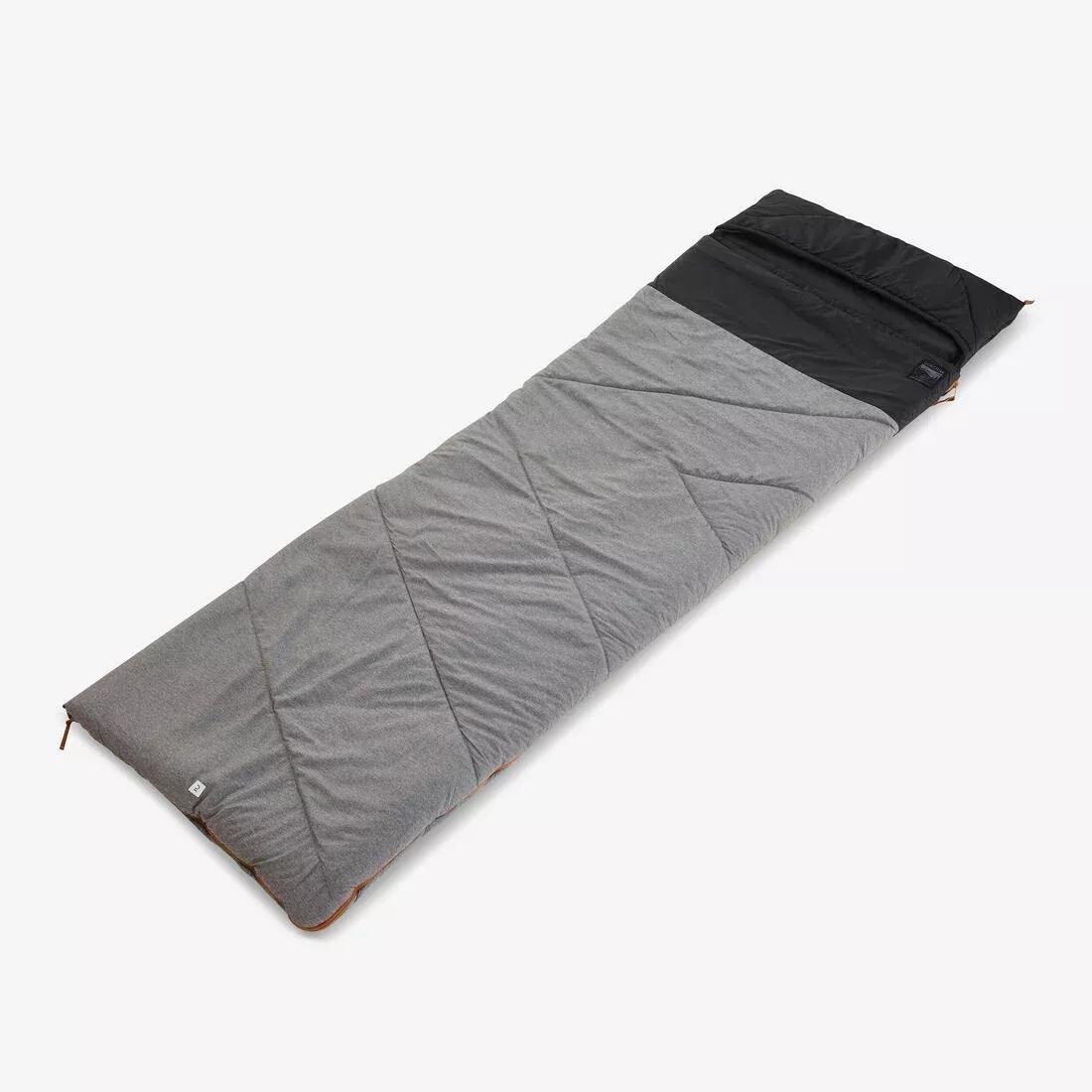 GREY COTTON SLEEPING BAG FOR CAMPING - ARPENAZ 0?� COTTON, iron grey, , medium
