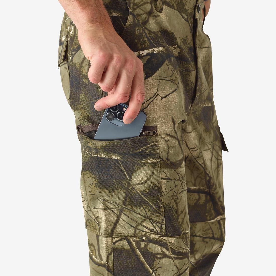 Hunting Breathable Silent Cotton Trousers - 100 Treemetic Camouflage, Multicolour, 5401_000, large image number 5