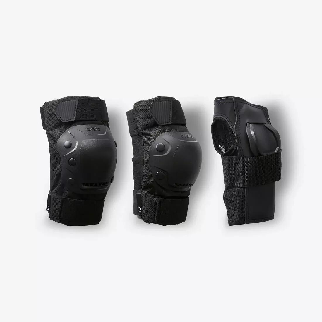 OXELO - Unisex Inline Skate Protection Set - 2 X 3-Piece Fit500, Black