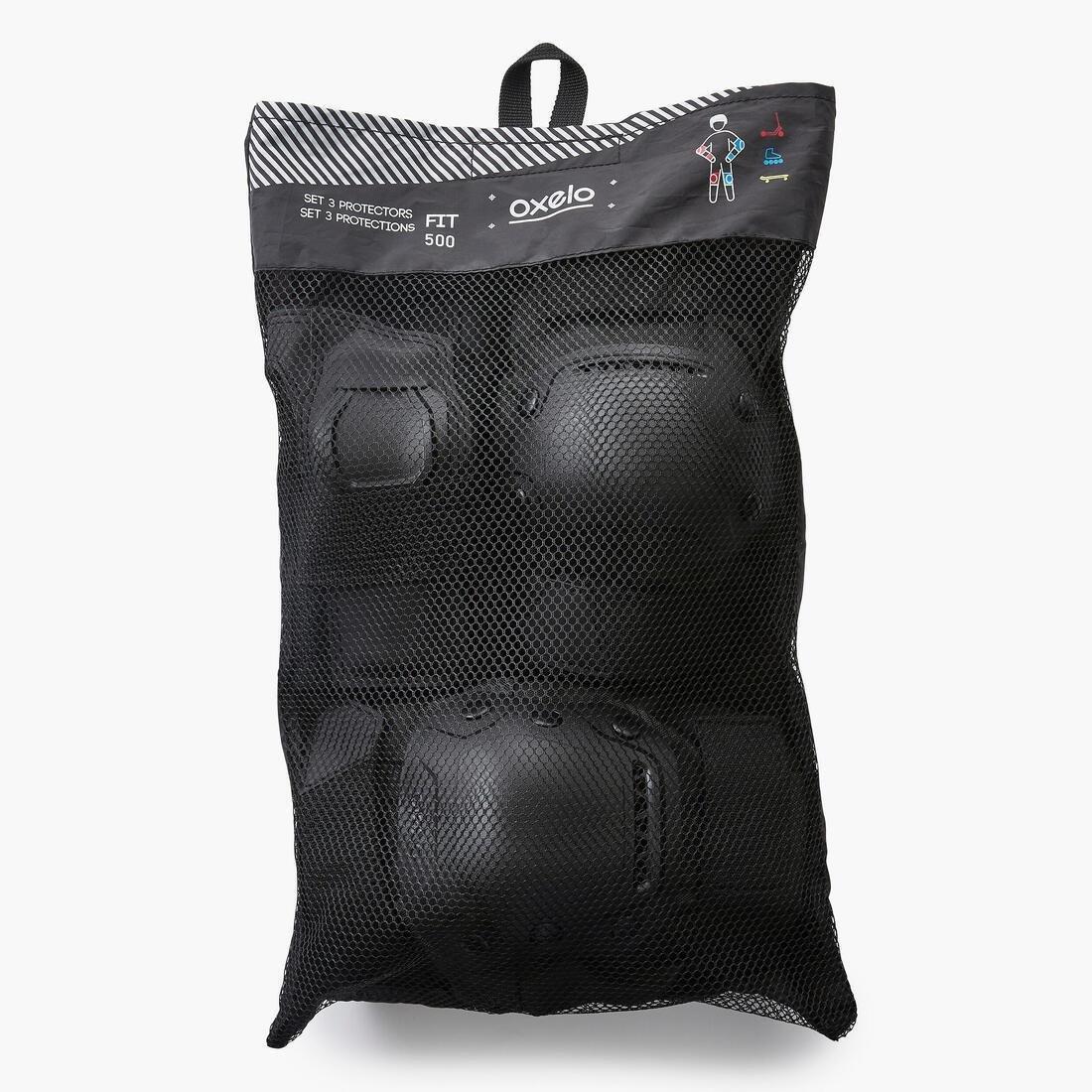 Unisex 2 X 3-Piece Inline Skate Protection Set - Fit500, Black, No Color, large image number 4