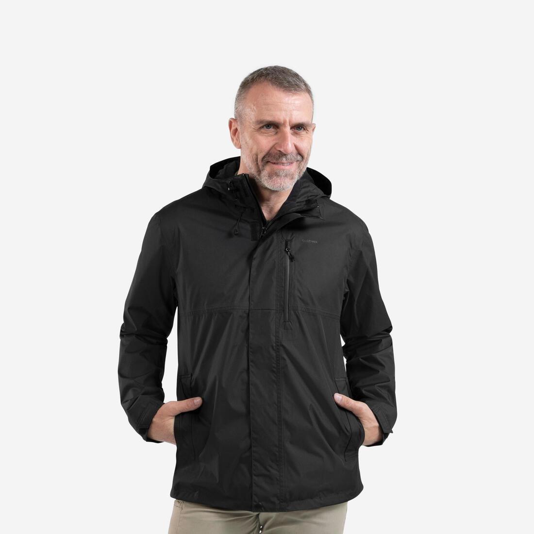 Men Waterproof Hiking Jacket - Nh500 Imper, Black, , large image number 0