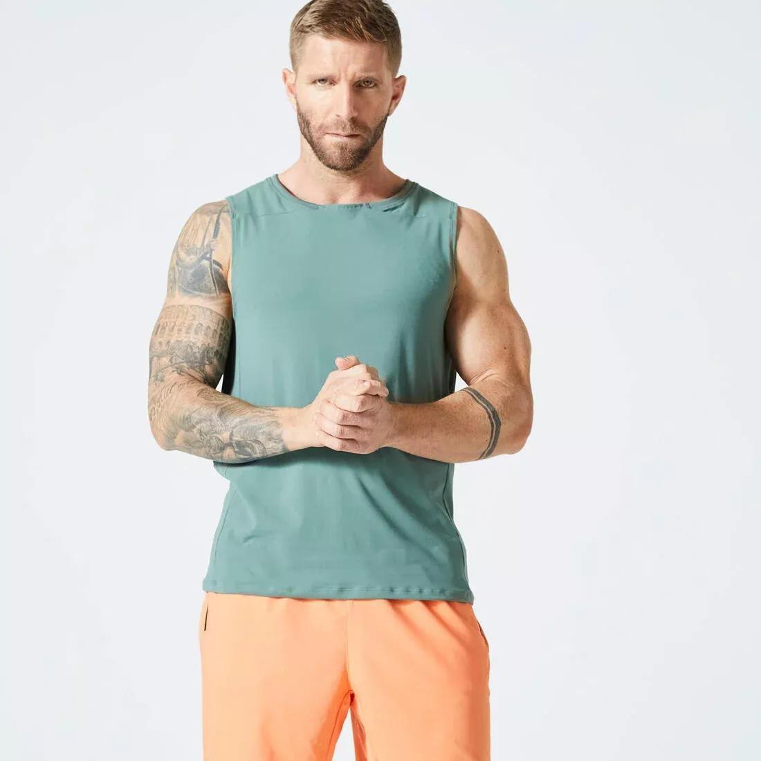 Men Fitness Training Tank Top - Plain, Green, , large image number 0