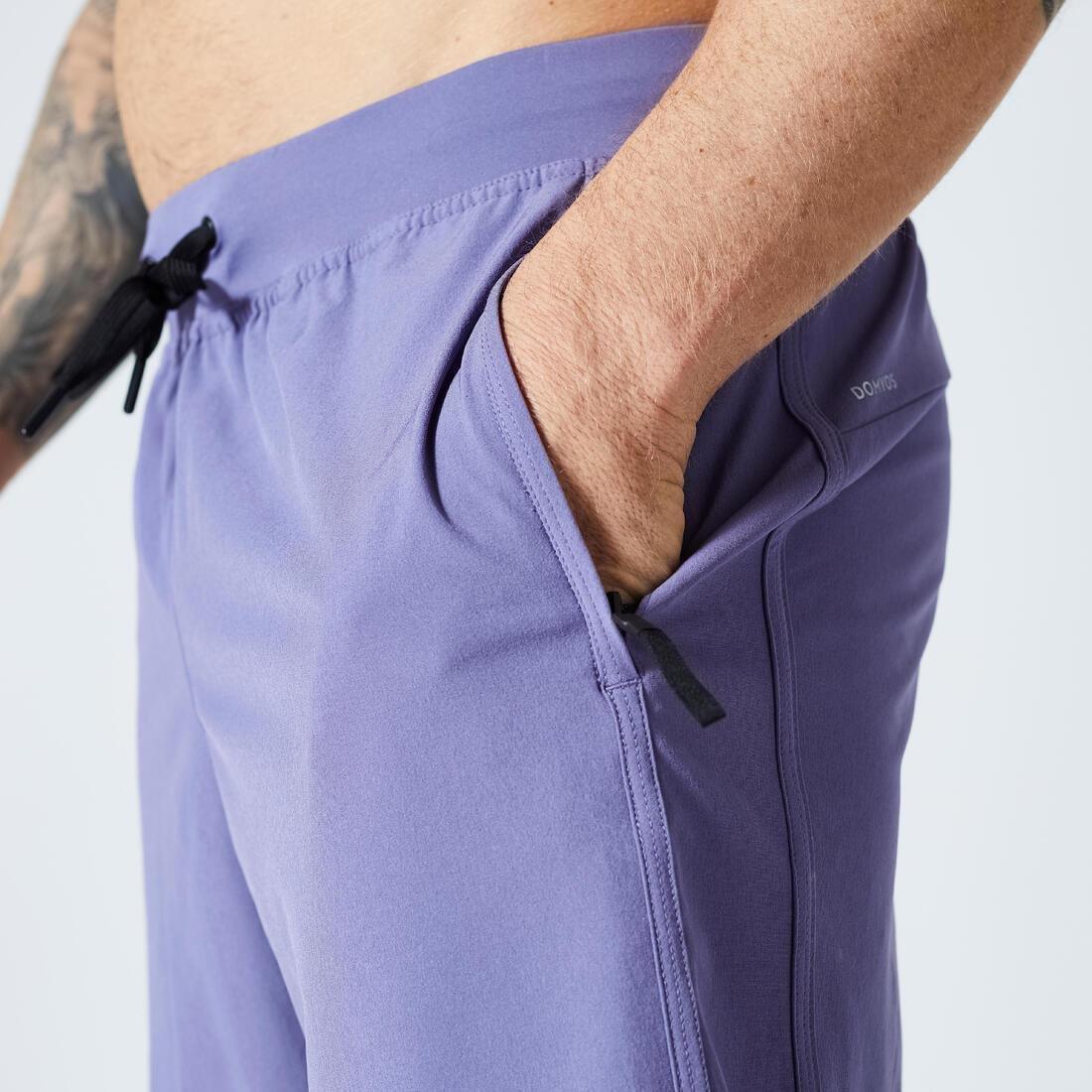 Knee-Length Zip Pocket Fitness Shorts, Brown, No Color, large image number 7