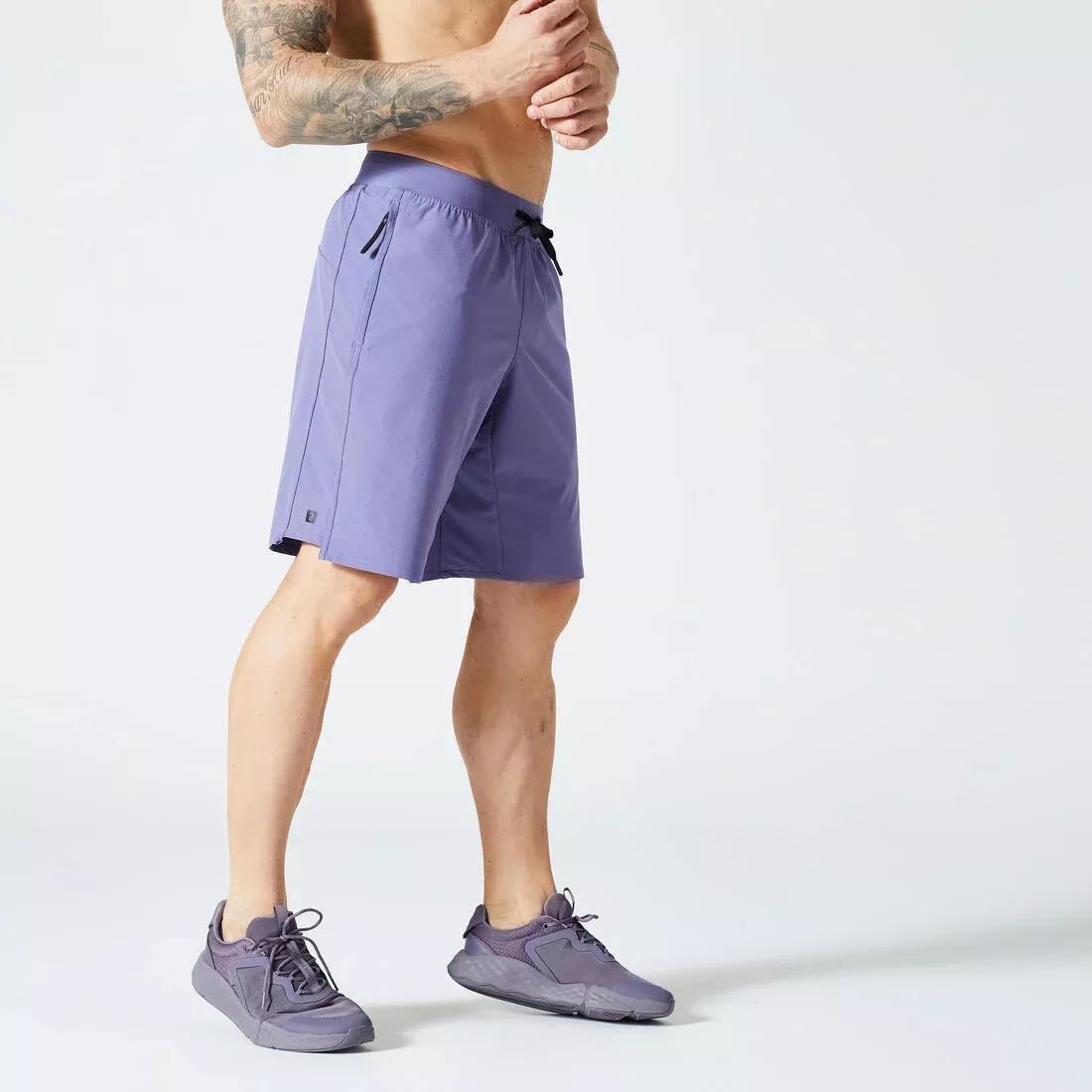 Men Zip Pocket Breathable Fitness Shorts, Blue, , large image number 0