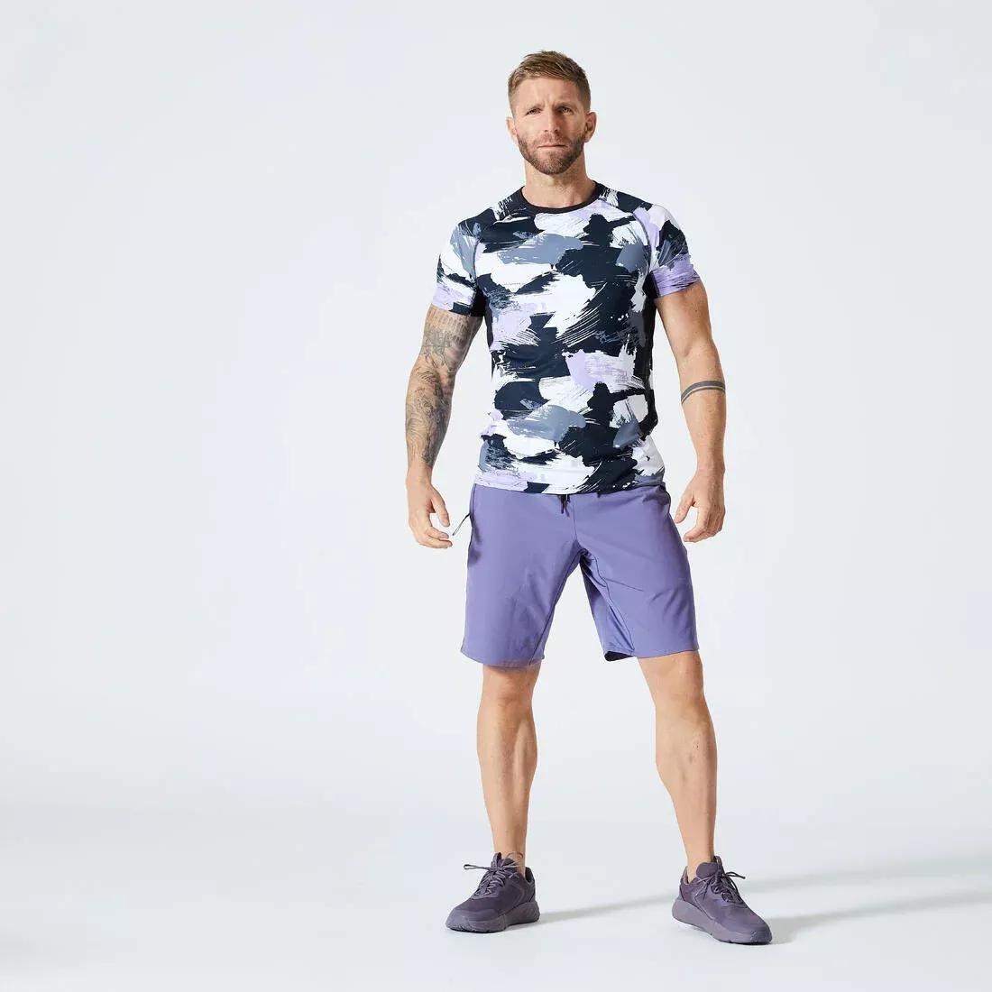 Men Zip Pocket Breathable Fitness Shorts, Blue, , large image number 10