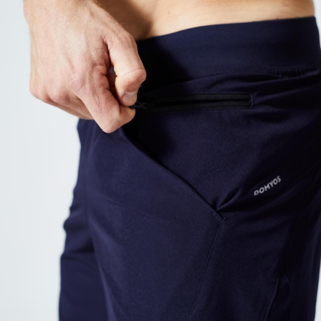Men Zip Pocket Breathable 2-In-1 Fitness Shorts, Blue, No Color, large image number 5