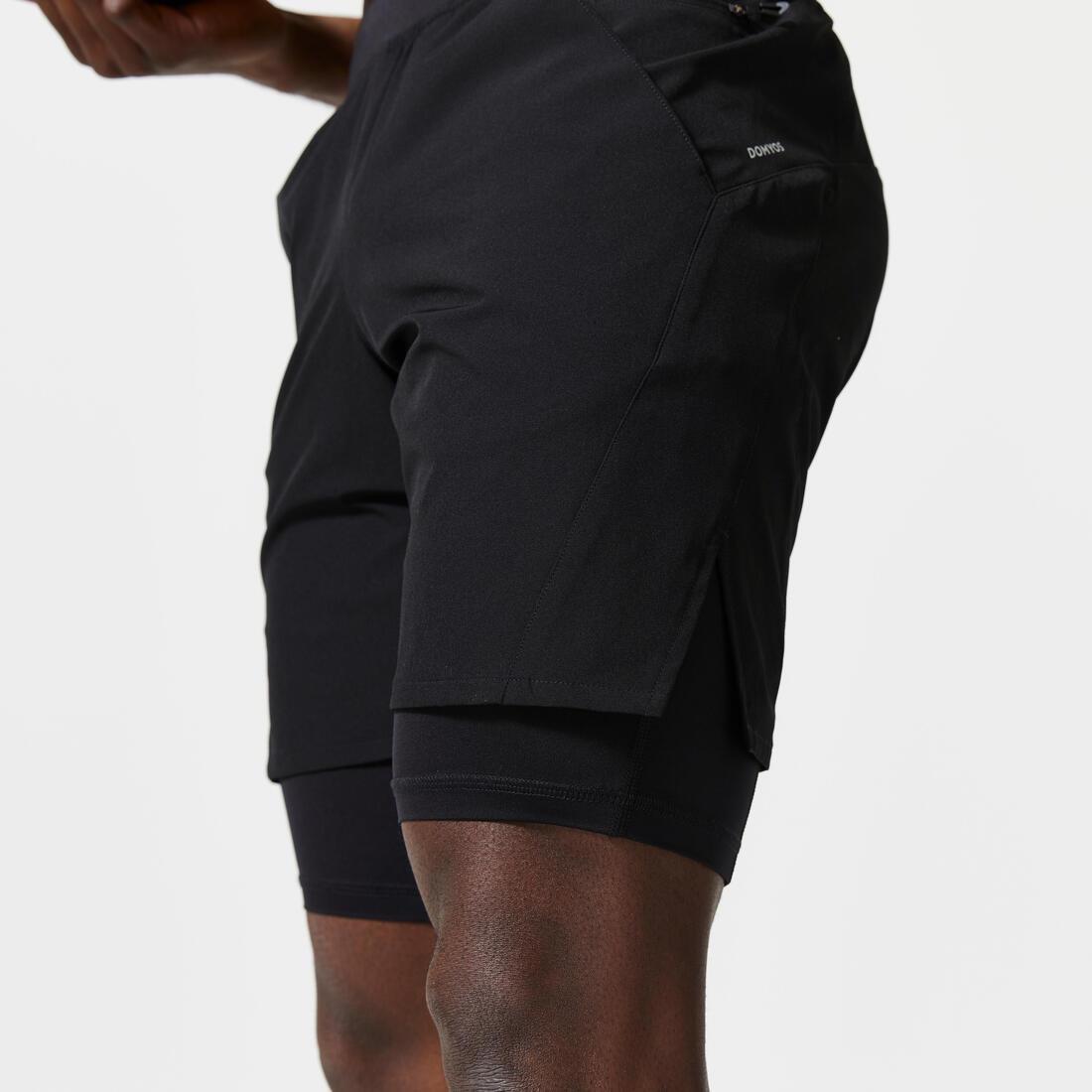 Men Zip Pocket Breathable 2-In-1 Fitness Shorts, Blue, No Color, large image number 9
