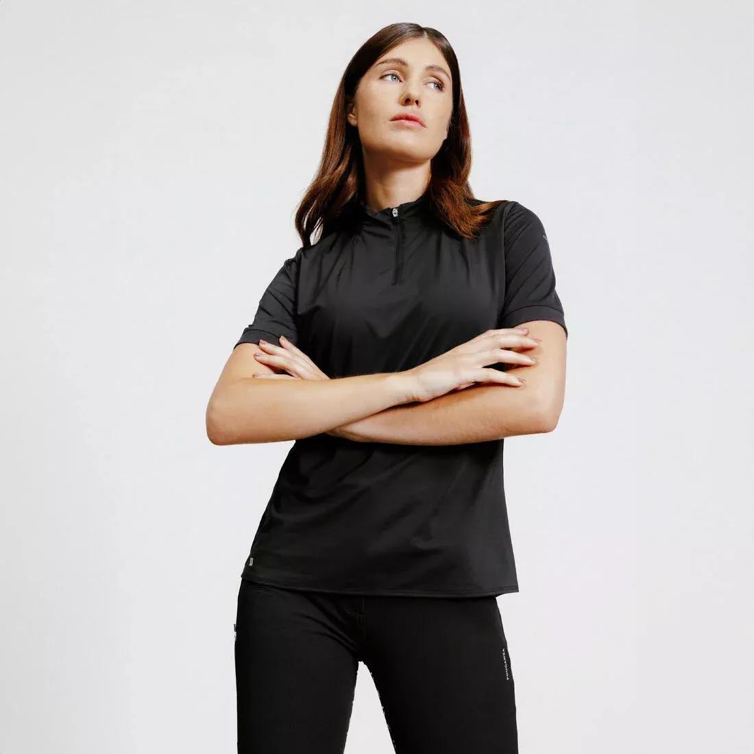 SMOKED BLACK Women's Horse Riding Short-Sleeved Heritage Polo Shirt, , large image number 0