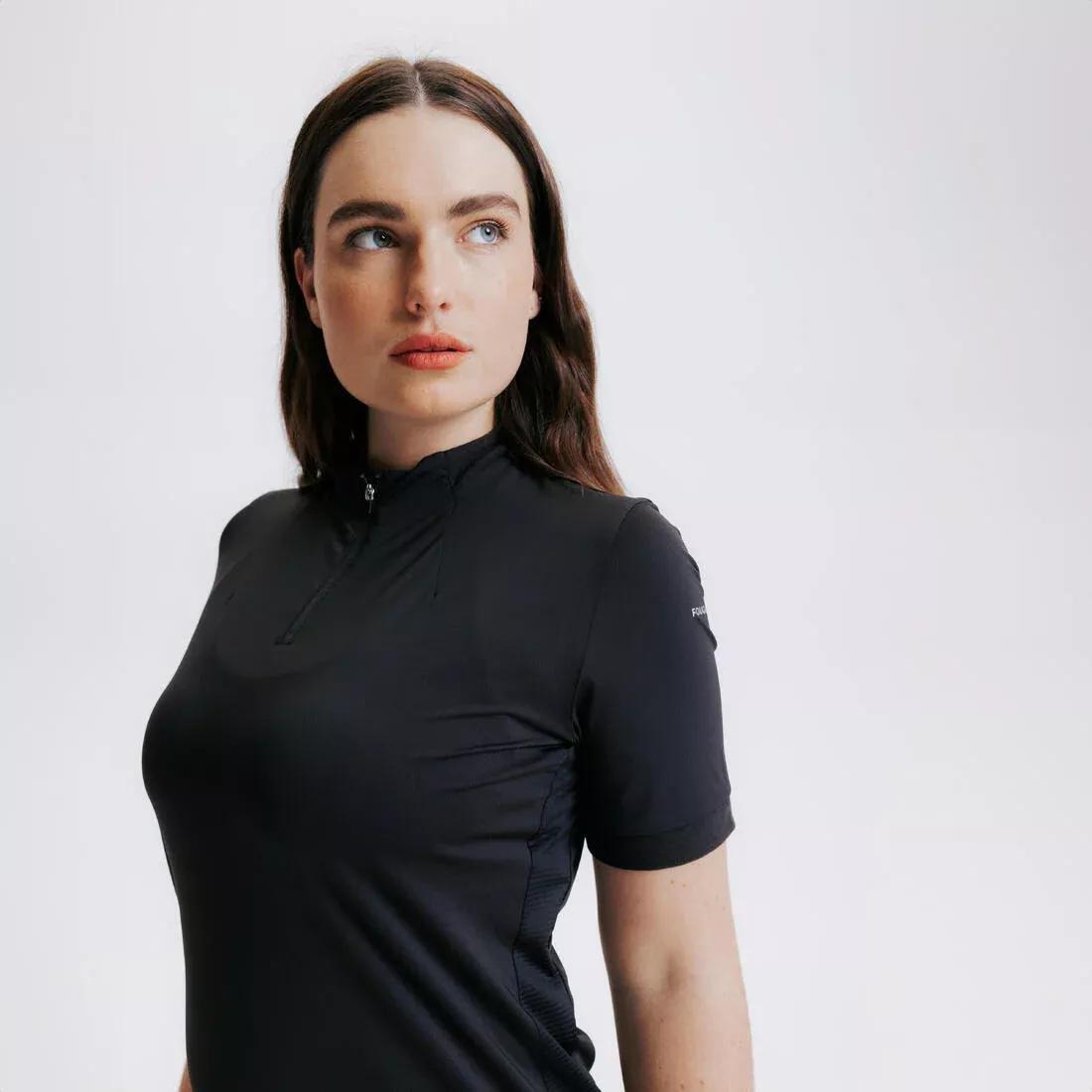 SMOKED BLACK Women's Horse Riding Short-Sleeved Heritage Polo Shirt, , large image number 3