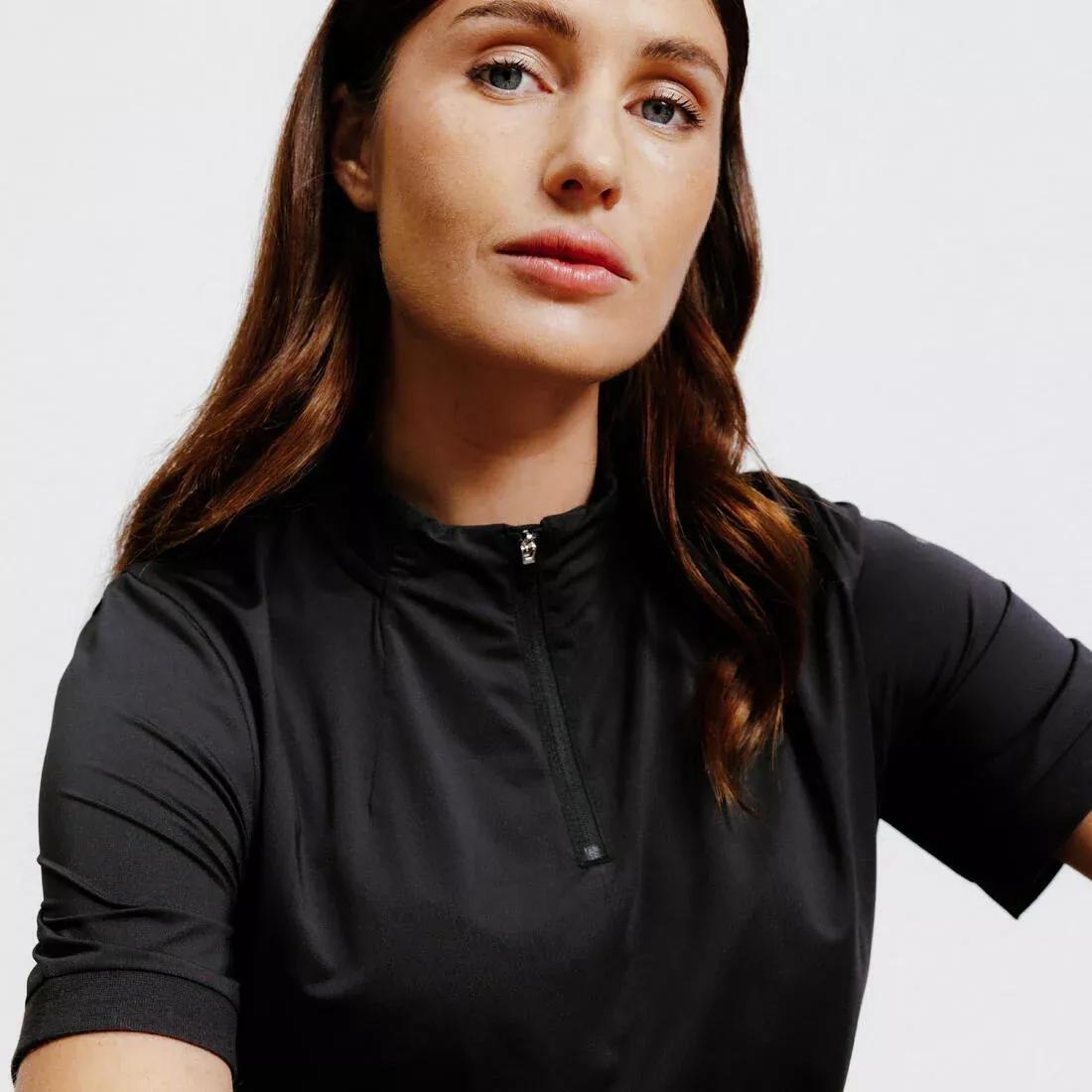 SMOKED BLACK Women's Horse Riding Short-Sleeved Heritage Polo Shirt, , large image number 4