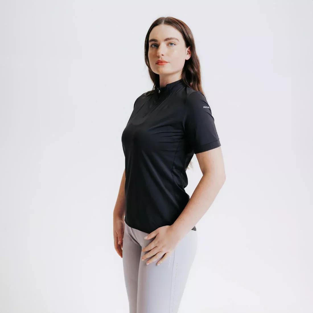 SMOKED BLACK Women's Horse Riding Short-Sleeved Heritage Polo Shirt, , large image number 5