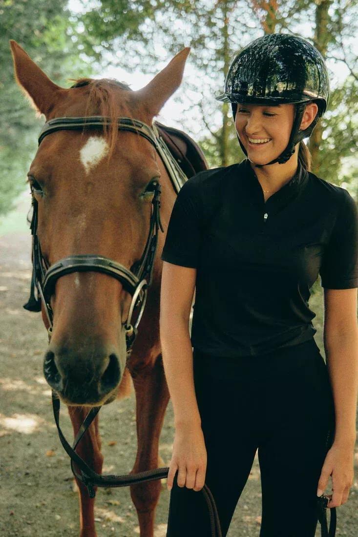 SMOKED BLACK Women's Horse Riding Short-Sleeved Heritage Polo Shirt, , large image number 6