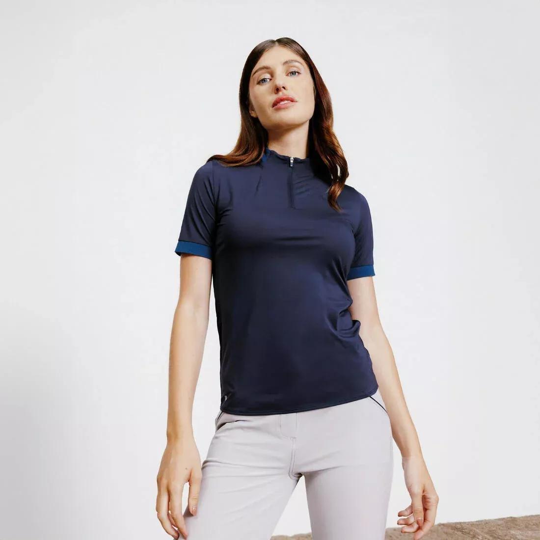 SMOKED BLACK Women's Horse Riding Short-Sleeved Heritage Polo Shirt, , large image number 11