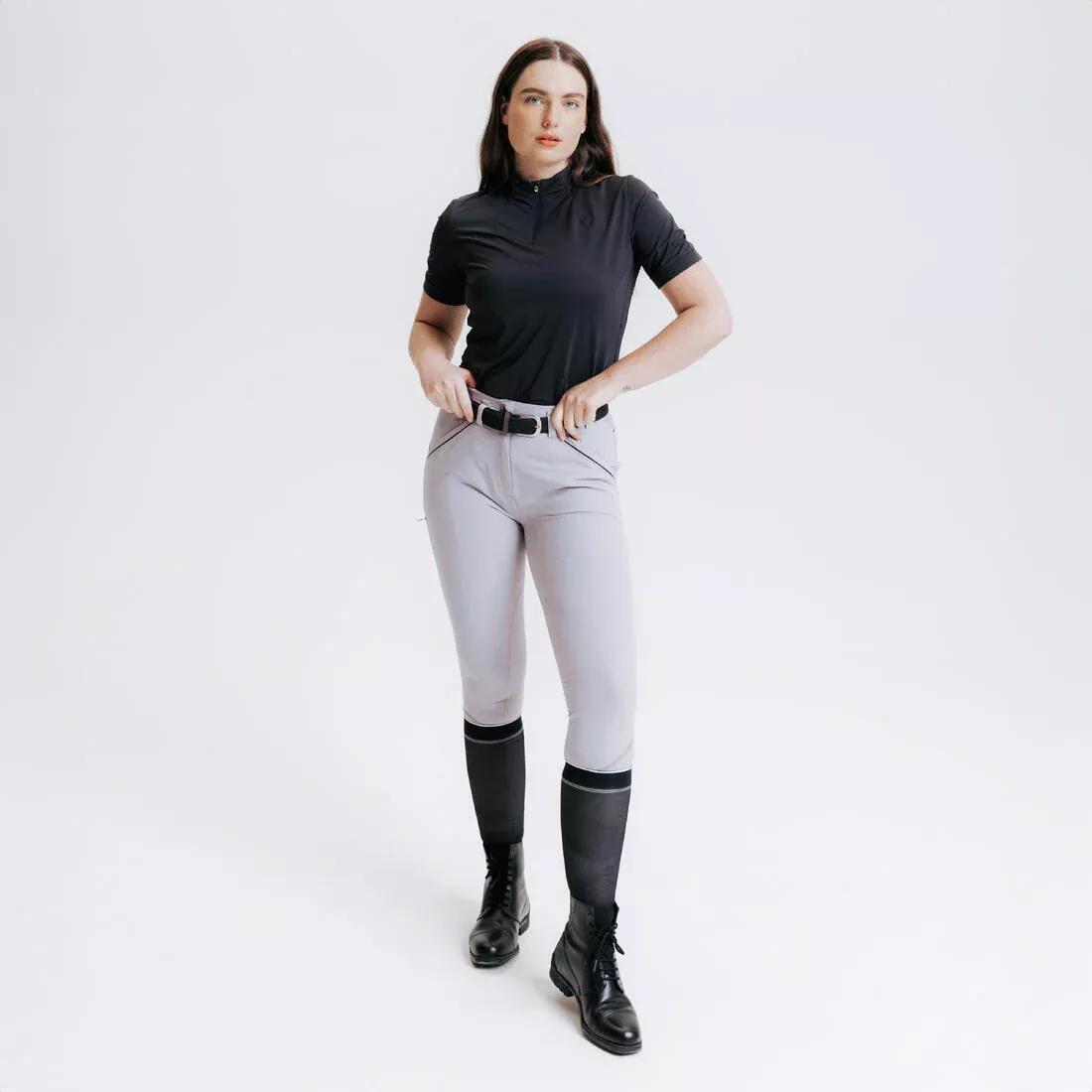 SMOKED BLACK Women's Horse Riding Short-Sleeved Heritage Polo Shirt, , large image number 14
