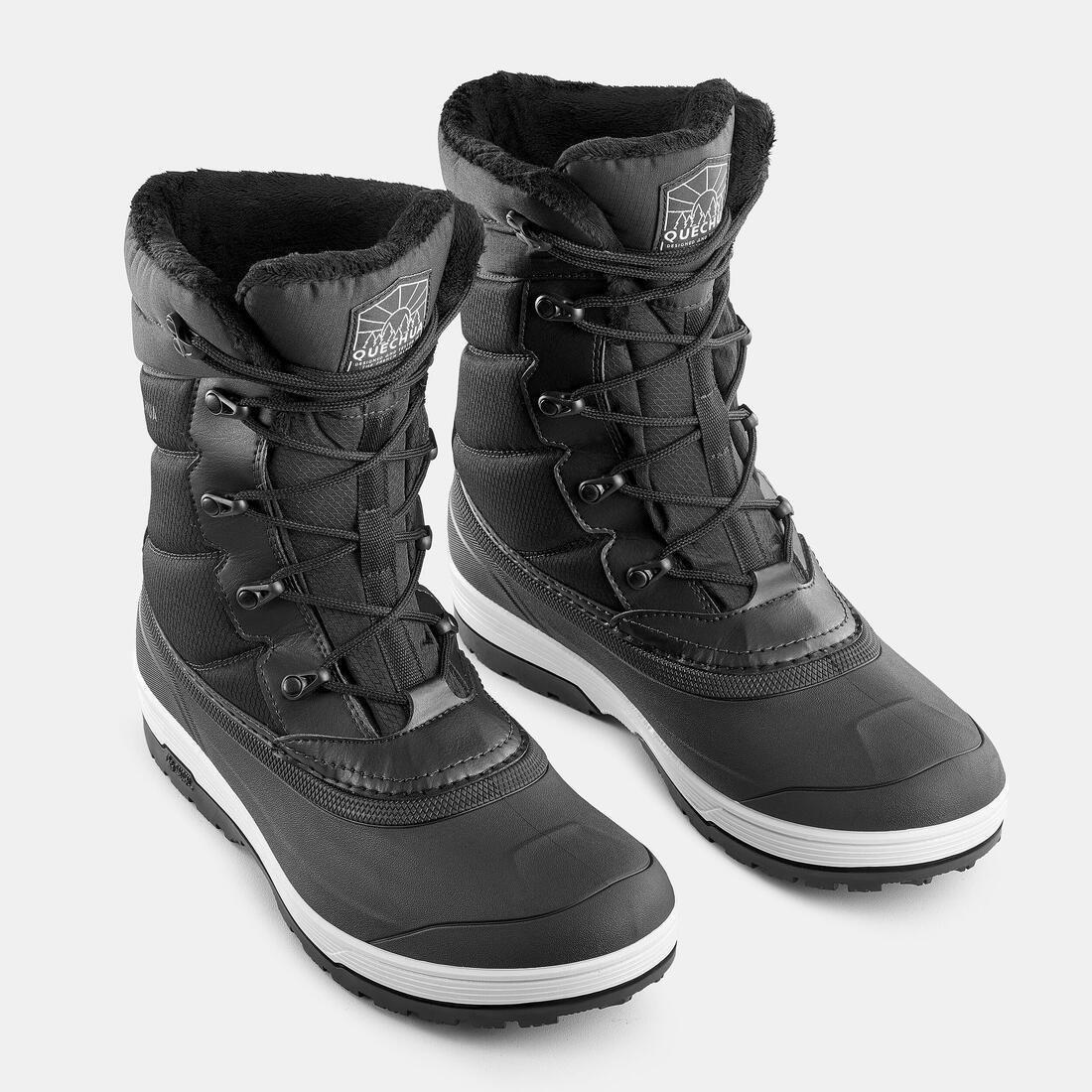 Men Warm Waterproof Snow Boots - Sh500 Lace-Up , Black, , large image number 1