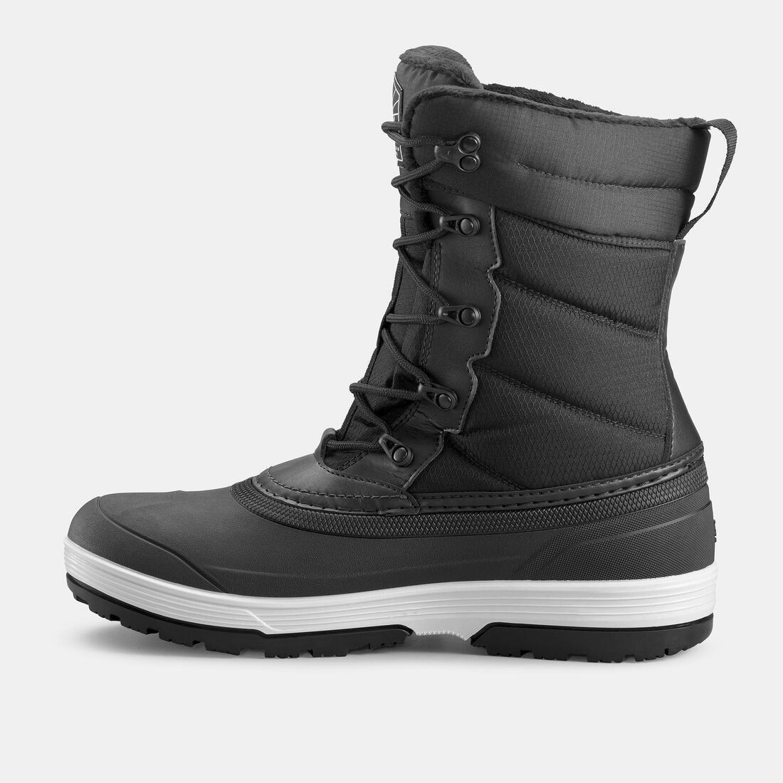 Men Warm Waterproof Snow Boots - Sh500 Lace-Up , Black, No Color, medium
