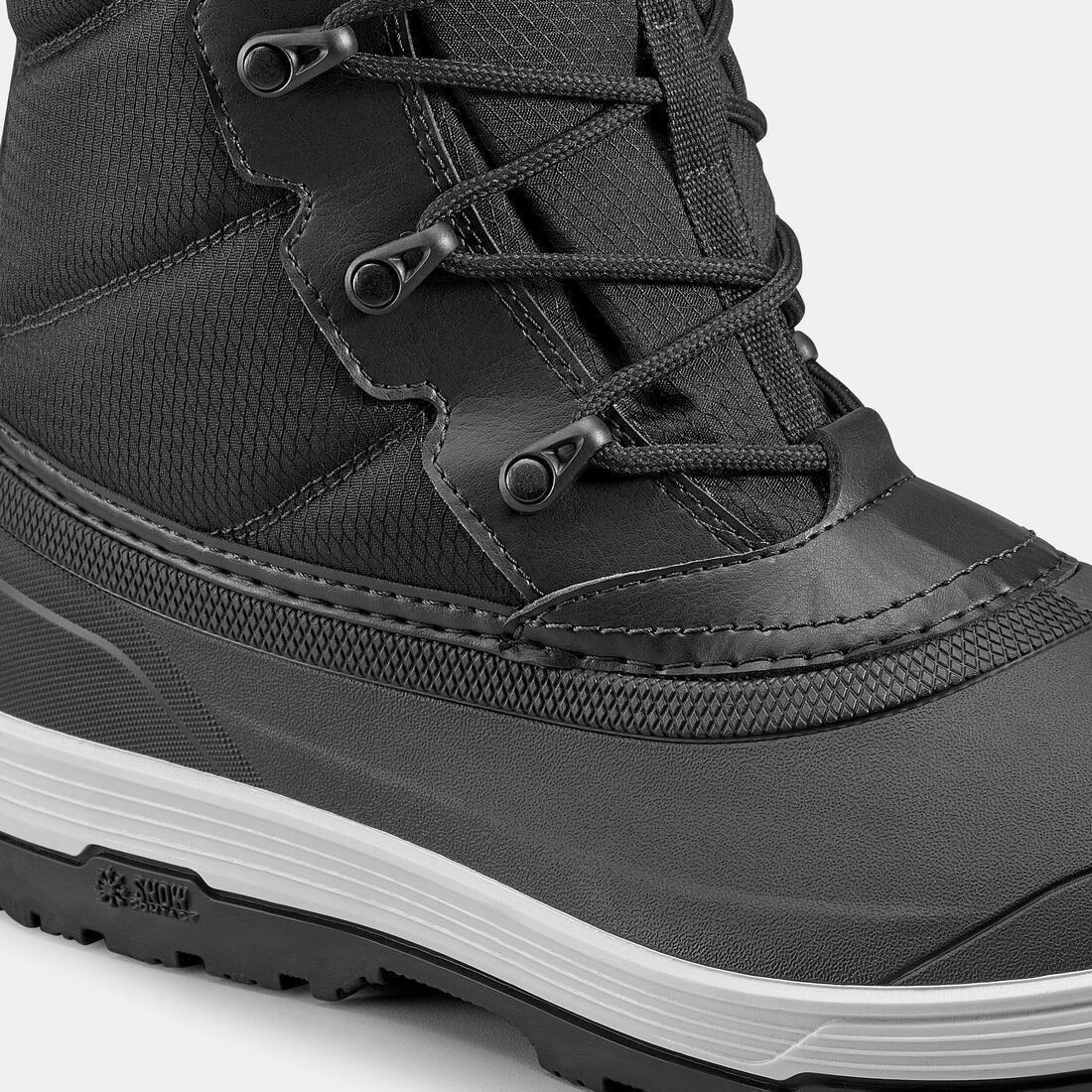 Men Warm Waterproof Snow Boots - Sh500 Lace-Up , Black, No Color, large image number 4