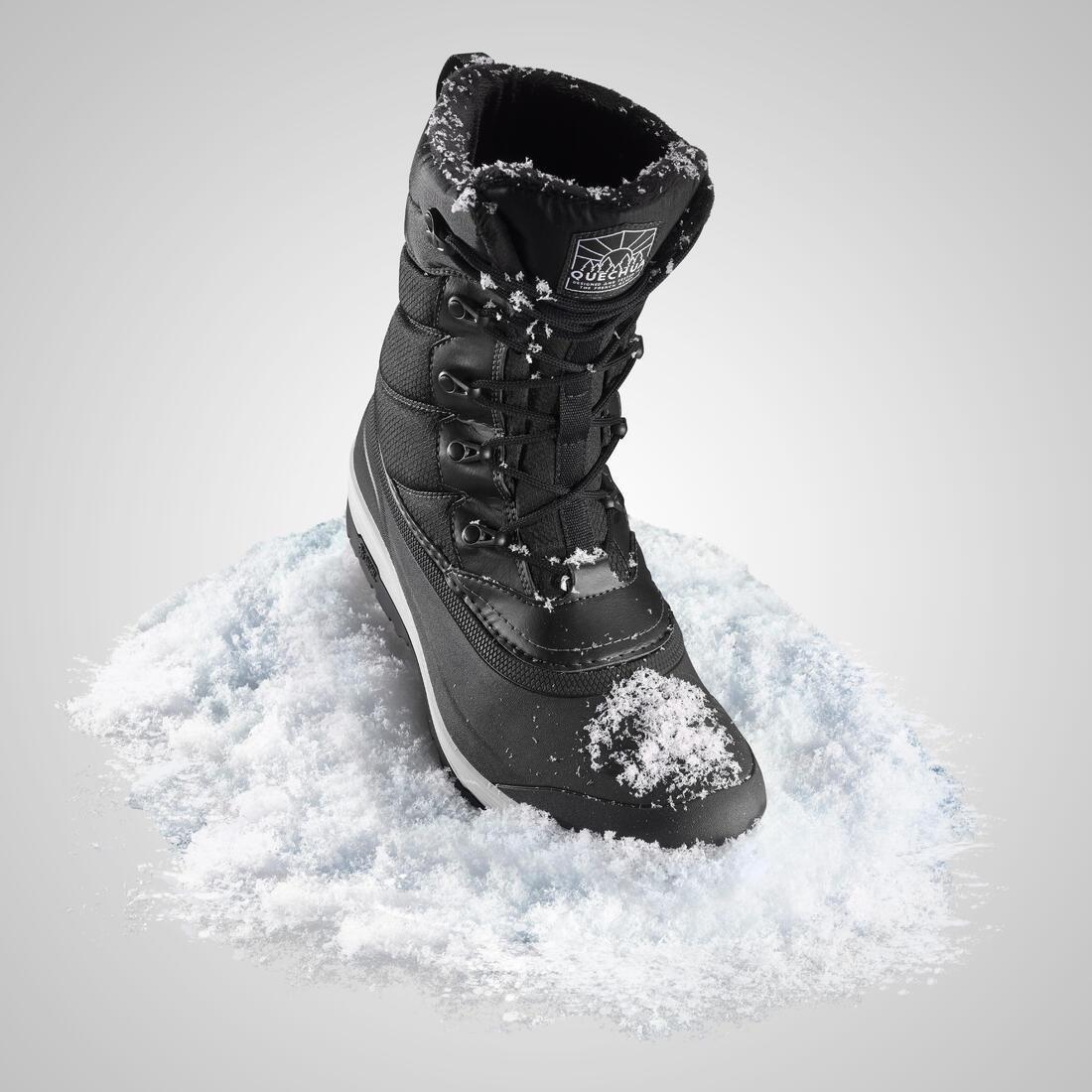 Men Warm Waterproof Snow Boots - Sh500 Lace-Up , Black, No Color, large image number 5