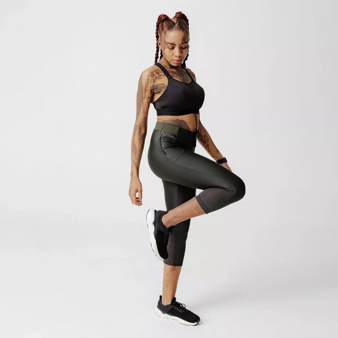 BLACK KIPRUN Run 500 Dry women's breathable short running leggings, , large image number 9