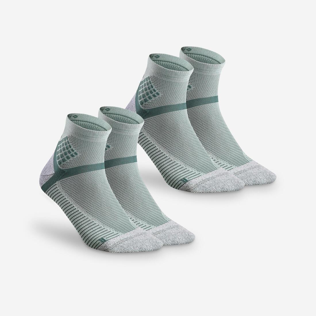 Adults Mid-Height Hiking Socks (2&nbsp;Pairs) - Hike 500, Green, No Color, large image number 0