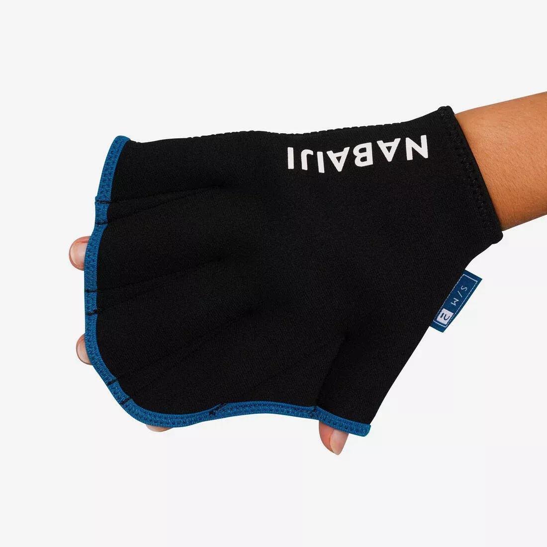 Pair Of Aquafitness Neoprene Webbed Gloves, Blue, , medium