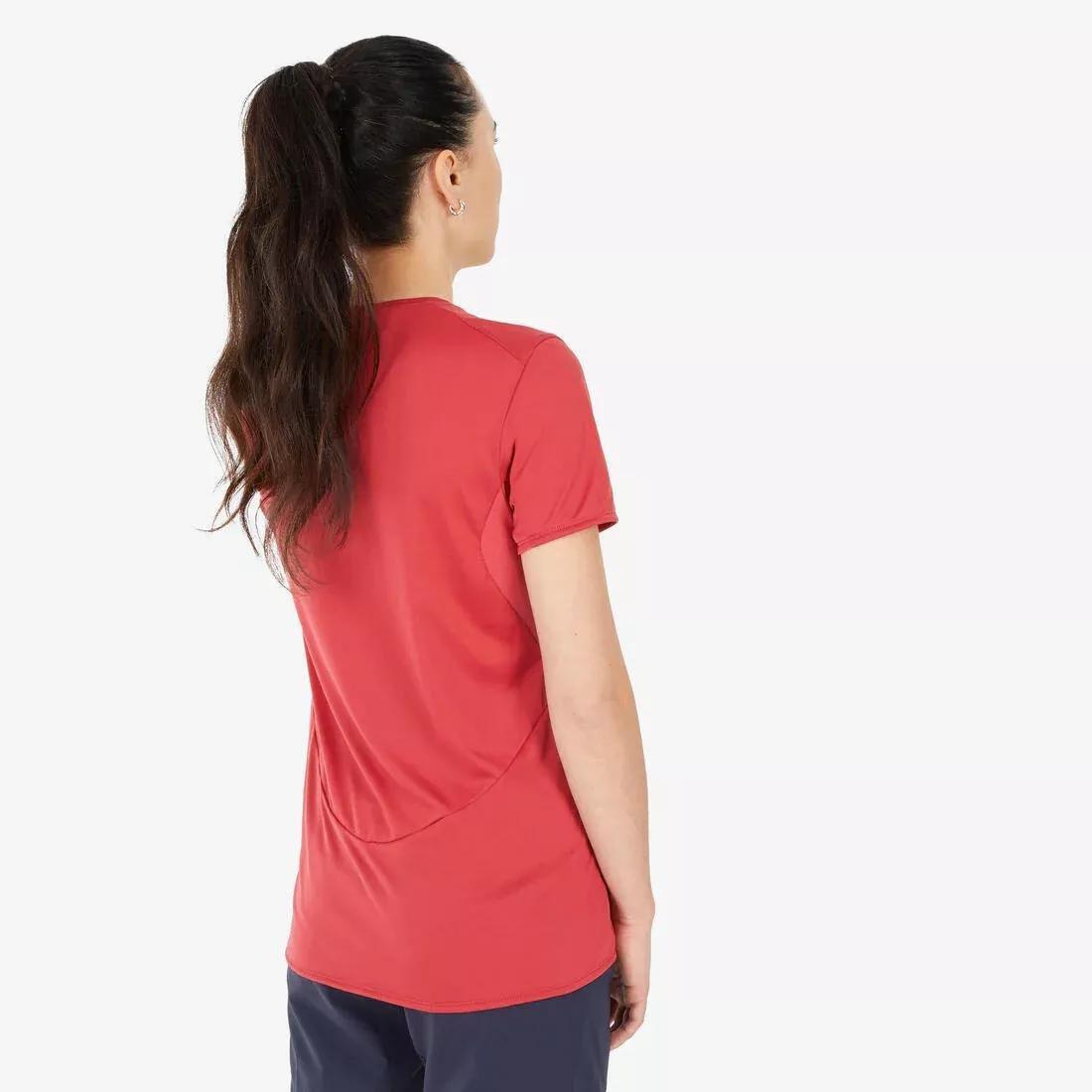Women Mountain Walking Short-Sleeved T-Shirt - Mh100, Red, No Color, medium
