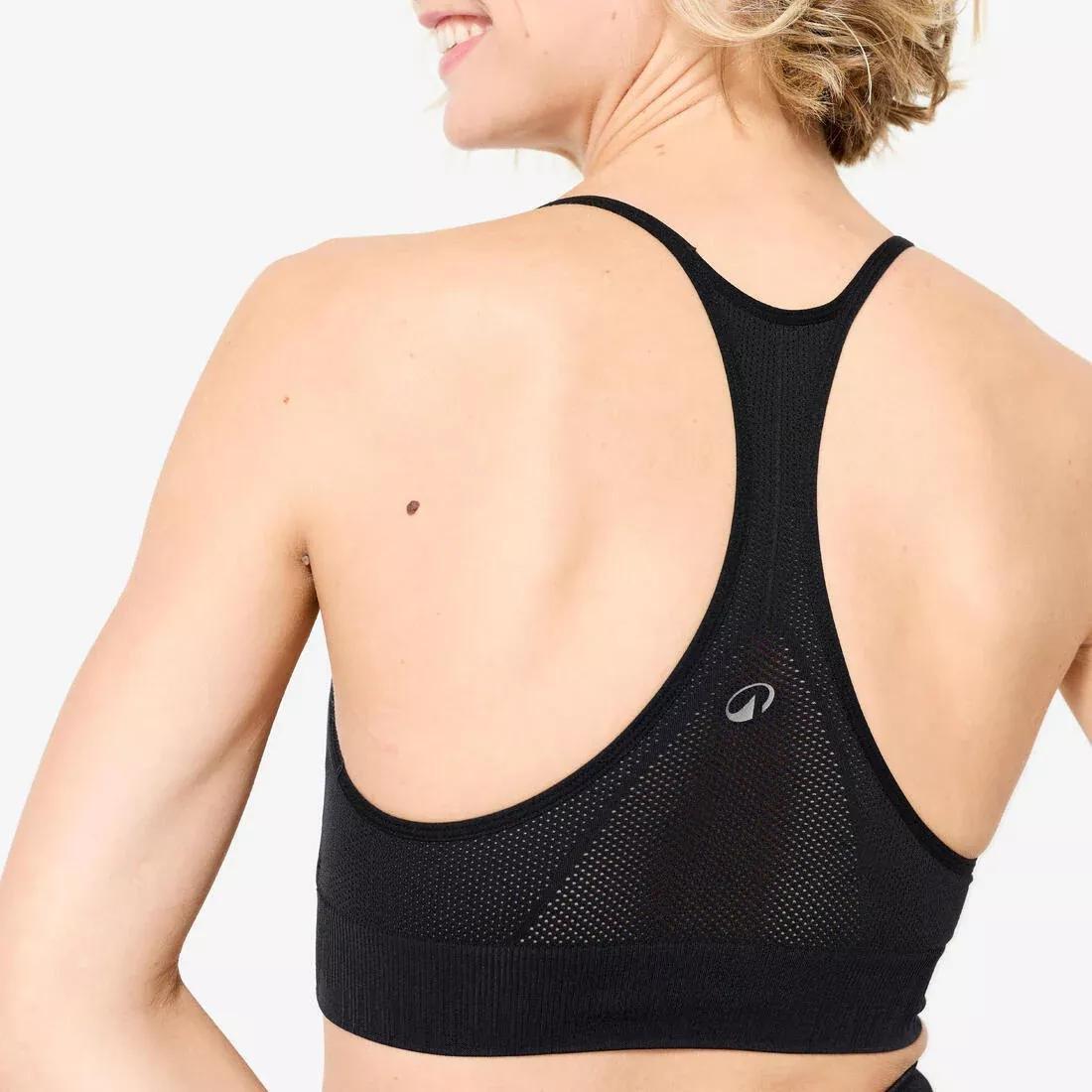 Light Support Racer Back Breathable Sports Bra, Black, No Color, large image number 4