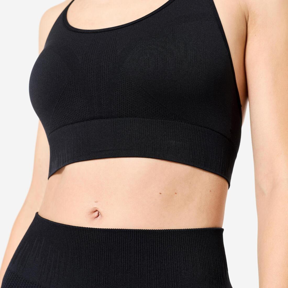 Light Support Racer Back Breathable Sports Bra, Black, No Color, large image number 5