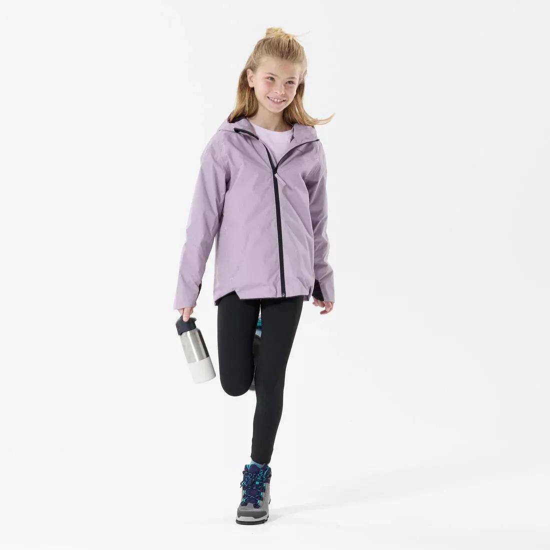Kids Unisex waterproof hiking jacket - MH500 TW, Purple, No Color, medium