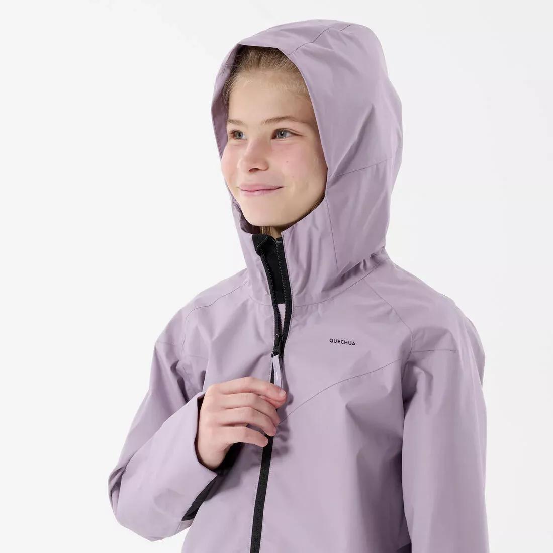 Kids Unisex waterproof hiking jacket - MH500 TW, Purple, No Color, large image number 4