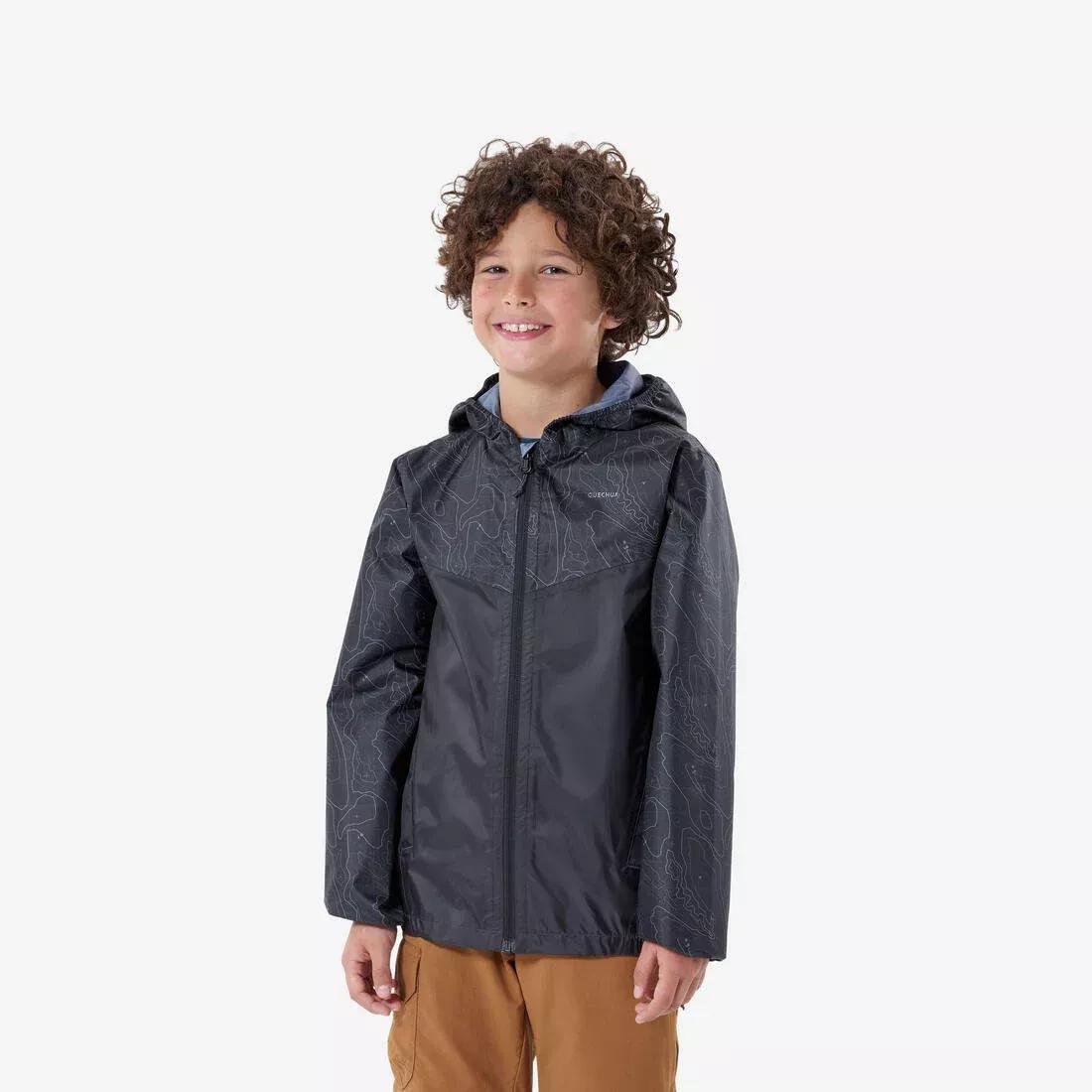 CARBON GREY Hike 150 Children's Waterproof Hiking Jacket, No Color, large image number 0