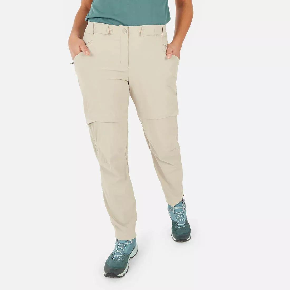 Women's Modular Mountain Walking Trousers - MH500, linen beige, , medium