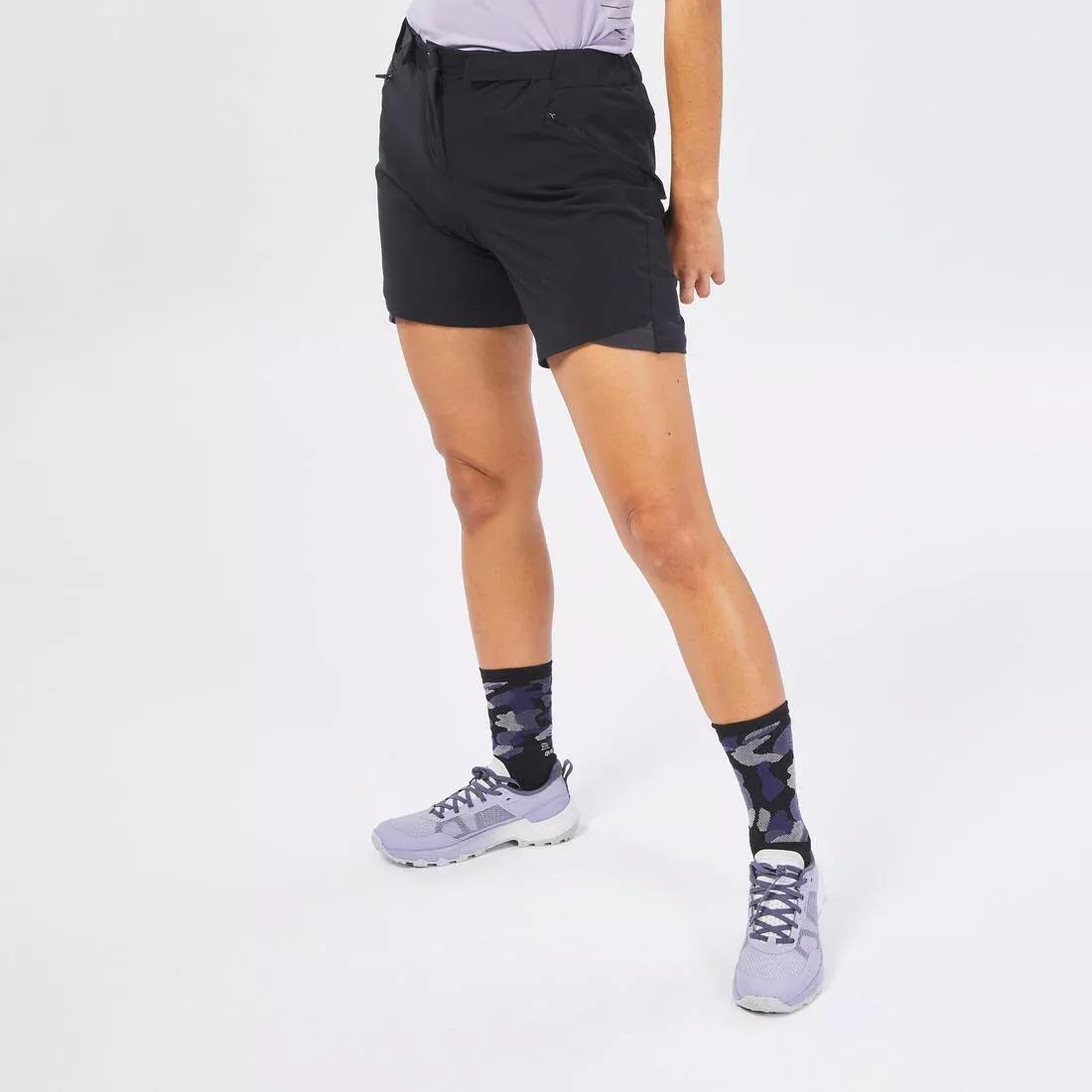 Women Mountain Walking Modular Trousers - MH550, Black, No Color, medium