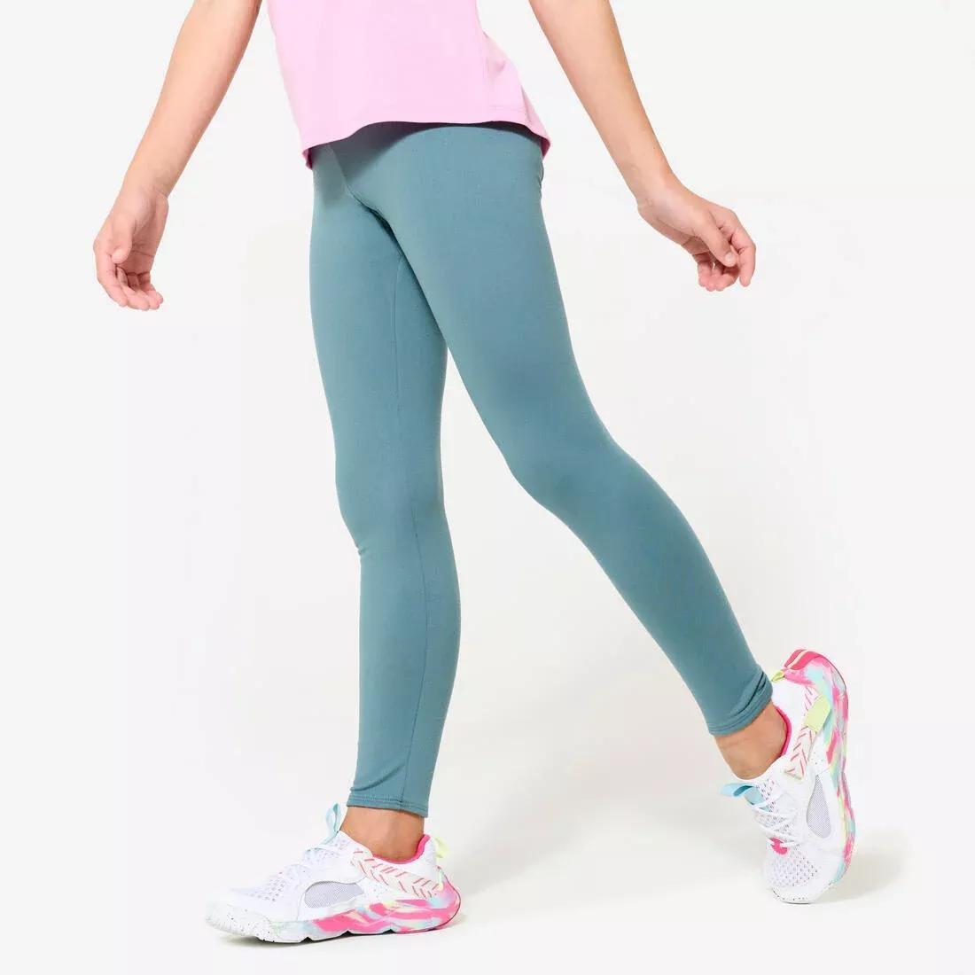 Kids Girls Warm & Breathable Multisport Leggings, Khaki, No Color, large image number 1