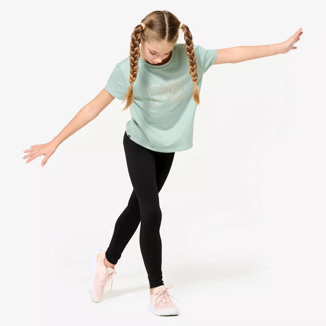 Kids Girls Warm & Breathable Multisport Leggings, Khaki, No Color, large image number 2